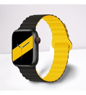 Cosmostech Akıllı Saat Watch için Uyumlu 42MM 44MM 45MM 49MM 1/2/3/4/5/6/se/7/8/ultra Magnetli Kordon ve Kayışı Siyah(Sarı)