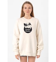 Merry Christmas Sleigh Ekru Kadın 2ip Sweatshirt