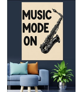 Saksafon Müzik Modu Açık Dekoratif Kanvas - Mdf Ahşap Tablo