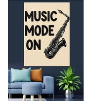 Saksafon Müzik Modu Açık Dekoratif Kanvas - Mdf Ahşap Tablo
