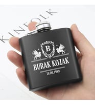 Erkekler İçin Hediyelik içki Matarası 6 Oz Siyah