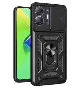 Newface İnfinix Hot 30 5G Kılıf Pars Lens Yüzüklü Silikon - Siyah