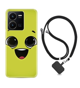 Vivo Y22 Kılıf Resimli Boyun Askılı İpli Desenli Silikon Series White Green 1833