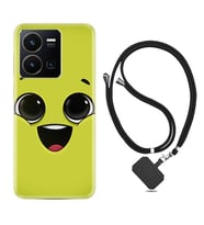 Vivo Y22 Kılıf Resimli Boyun Askılı İpli Desenli Silikon Series White Green 1833