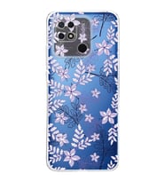 Redmi 10c  Kamera korumalı Kapak Floral Lila Tasarımlı  Şeffaf Kılıf