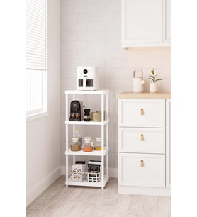 Beyaz 4 Katlı 33X40 Ekstra Geniş Düzenleyici Mutfak Banyo ve Kiler Rafı