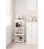 Beyaz 4 Katlı 33X40 Ekstra Geniş Düzenleyici Mutfak Banyo ve Kiler Rafı