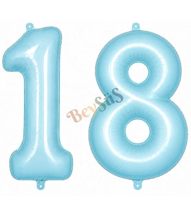 18 Rakam Folyo Balon Mavi Rengi (76 cm)