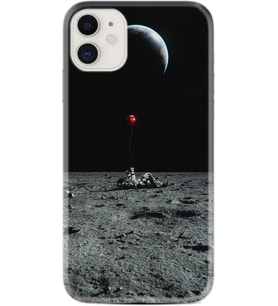 Apple iPhone 11 12 13 Mini Kılıf Desemli Silikon Astronoot Red Baloon 1608