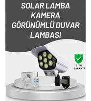 77 Led'li Güneş Enerjili Güvenlik Lambası Ve Kukla Kamera – Hareket Sensörlü, 2400mah Pilli