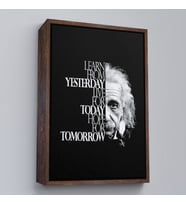 Çerçeveli Dünden Öğrenin Bugünü Yaşayın Yarını Umut Edin Kanvas Tablo, Albert Einstein (Altın)