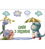 Dinozorlar Temalı Doğum Günü Afişi 35X50 cm