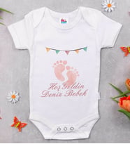 BK Kids İsimli Hoş Geldin Bebek Tasarımlı Beyaz Bebek Body Zıbın-4
