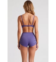 Kadın Şortlu Bikini Takımı Kolsuz Balensiz Yüksek Bel Tünelli Düz Desen Örme Raşel Dokuma Şık