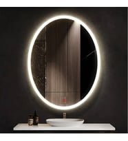 60x80(h) cm Buğu Çözücülü Kumlamalı Elips Banyo Aynası