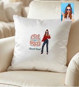 Kişiye Özel Karikatürlü Cute But Pisces Balık Burcu Yastık Doğum Günü Hediyesi