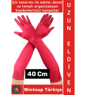 #PartiEldiveni Balo Parti Halloween Cosplay Dans Gösteri Davet Çok Şık Uzun Kumaş Eldiven 40 Cm