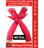 #PartiEldiveni Balo Parti Halloween Cosplay Dans Gösteri Davet Çok Şık Uzun Kumaş Eldiven 40 Cm