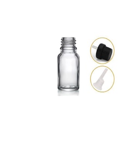 10ml şeffaf cam içten damlalıklı şişe siyah kapak, 24 adet, damlalıklı şişe, damlatmalı şişe