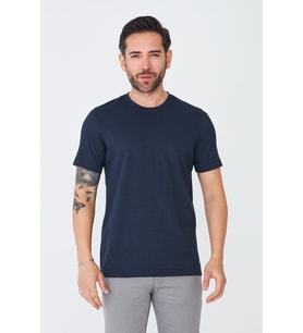 Lacivert Mikro Desenli Erkek Basic Tişört