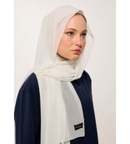 Tesettür Şal - Şifon - Beyaz