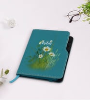 BK Gift Kişiye Özel Papatya Temalı Turkuaz Termo Deri Defter-13