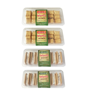 Aktürk Lokumlu Petibor 300 gr ve Lokmalık Petibor 250 gr 4 lu Karma Paket