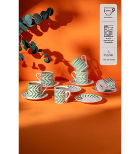 Emsan Alberon New Bone 6 Kişilik Kahve Fincan Takımı 90 ml Yeşil