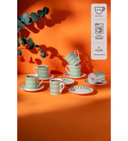 Emsan Alberon New Bone 6 Kişilik Kahve Fincan Takımı 90 ml Yeşil