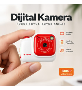 Torima Mini Dijital Kamera Selfie Video Vlog Kamerası Mini Anahtarlık 1080P CMR52 Beyaz