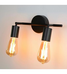 Rsylight Retro 2 Li Siyah Metal 180 Derece Mafsallı Dekoratif Rustik Tavan Duvar Aplik