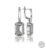 Swarovski Crystal Taşlı Gümüş Beyaz Baget Sallantılı Kadın Küpe