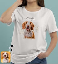 BK Gift Kişiye Özel Evcil Hayvan Tasarımlı Kadın Beyaz Tişört-7, Sevgiliye Hediye, Arkadaşa Hediye, Trend T-Shirt
