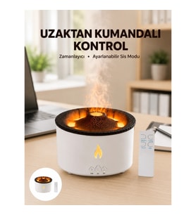 Mey İthalat® Alev Efektli Buhar Makinesi – Aromaterapi, Nemlendirme ve Işık Modlu Tasarım Yeni Nesil