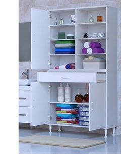 Eliusta Rivo 4 Raflı Banyo/Mutfak Dolabı 100 cm Beyaz Renkli  Çok Amaçlı Dolap 100x173x32,5 cm Ebatlarında