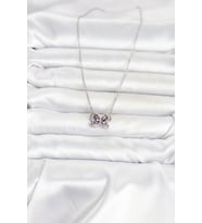316L Çelik Zincir Gümüş Renk Mor Kelebek Model Kadın Kolye 5886 - SSSSSS6733-7962
