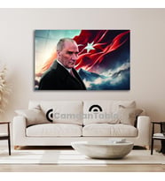 Atatürk ve Bayrak Cam Tablo