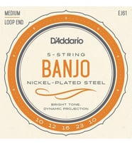 D’Addario EJ61 Banjo Tel Seti – Nickel Wound, 10-23, Medium