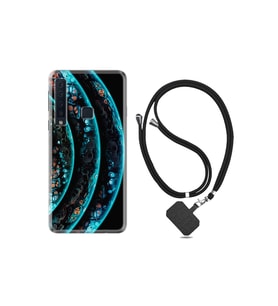 Samsung Galaxy A9 2018 Kılıf Silikon Desen Boyun Askılı Planets 1703