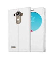 LG G4 Uyumlu Pencereli Kapaklı Magnum Kılıf (Beyaz)