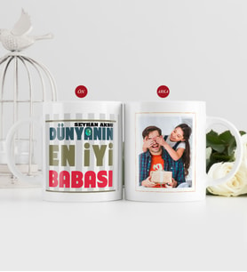 BK Gift Kişiye Özel Babalar Günü Hediyesi Fotoğraflı Kupa Bardak-41 (Beyaz)