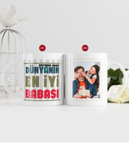 BK Gift Kişiye Özel Babalar Günü Hediyesi Fotoğraflı Kupa Bardak-41 (Beyaz)
