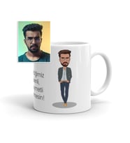 Fotoğraftan Karikatür Tasarımlı Beyaz Kupa Bardak