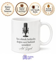 Sunucu İçin Kişiye Özel Mikrofon Temalı Baskılı Kupa Bardak Hediye
