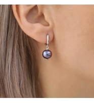 925 Ayar Gümüş Tavuskuşu Tatlısu İncisi Küpe-10mm