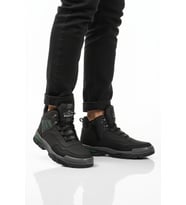 Ayakmod Siyah Gri Kaymaz Taban Fermuarlı Unisex Outdoor Bot 444 G (Siyah-Yeşil)