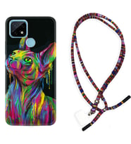 Realme C11 C21 C21Y C25Y C11 2021 Kılıf Boyun Asklı Rasta Silikon Color Cat 1754