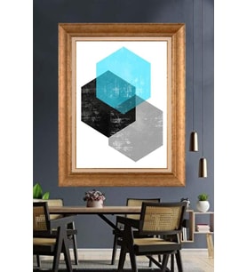 Altın Varaklı  Çerçeveli Paspartulu Tablo ndd1017 (Gold)