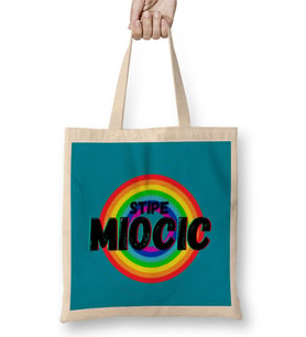 Stipe Miocic- Vintage Retro Rainbow Style Warriors Design Wrestlers-Gift Bez Çanta Uzun Saplı