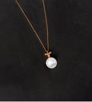 925 Ayar Gümüş Fiyonk Küre İnci Kolye (Rose)